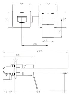 Встраиваемый смеситель для раковины Bossini Aki Z00731.030 хром